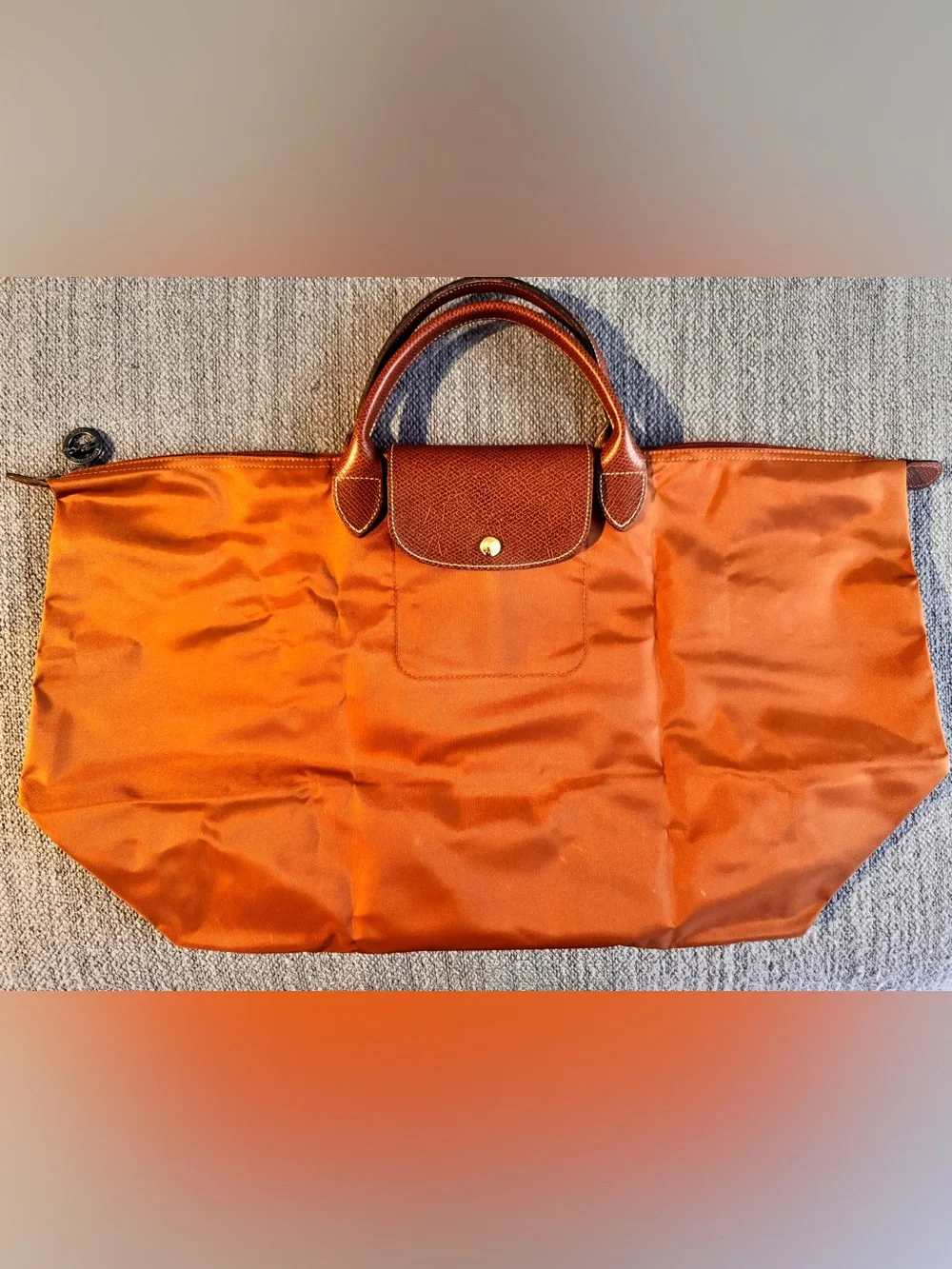 LONGCHAMP Le Pliage Original L Travel Bag Cognac O/S Like new - Picture 8 of 13